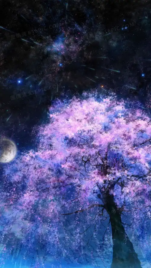 星空下的樱花h5背景背景图片下载1080x1920像素jpg格式编号ve7fxndoz图精灵