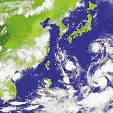 三台风太平洋上共舞强烈热带风暴宝霞图片