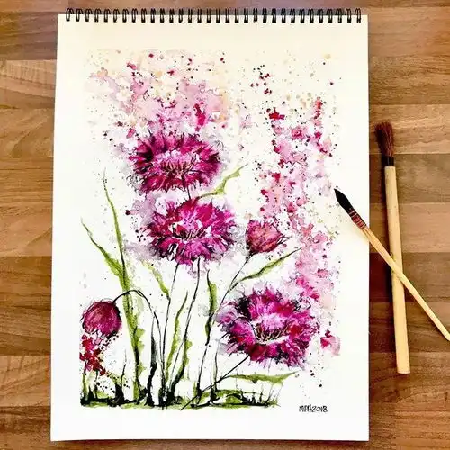 水彩鲜花绘画,清新美丽