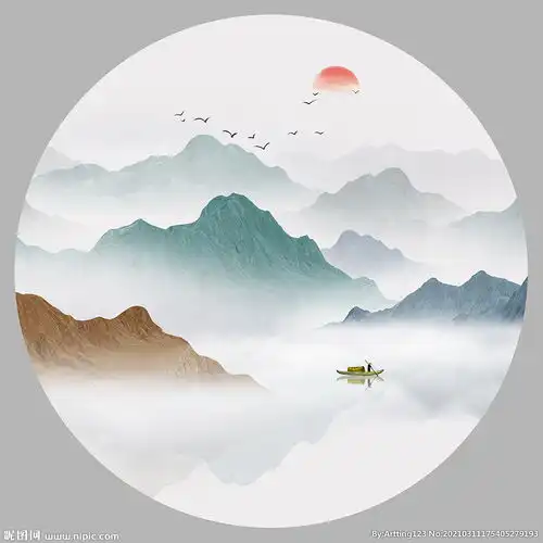 山水玄关画图片