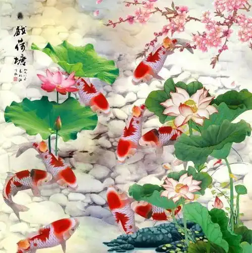 今天是大年初九,送你最美的富贵九鱼图