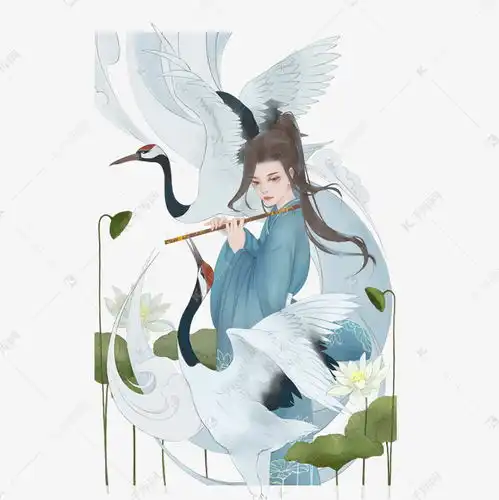 古风人物仙鹤素材图片免费下载千库网