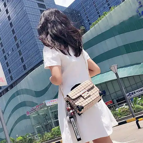 纪蔻ins网红小清新格子小包包女2019新款潮韩版时尚斜挎夏季夏天简约