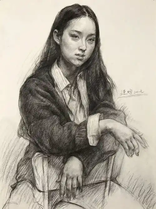临摹精选丨女青年素描头像及半身像范画