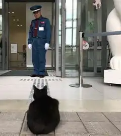 日美术馆展示猫咪雕像,喵皇隔玻璃痴望好想加入...