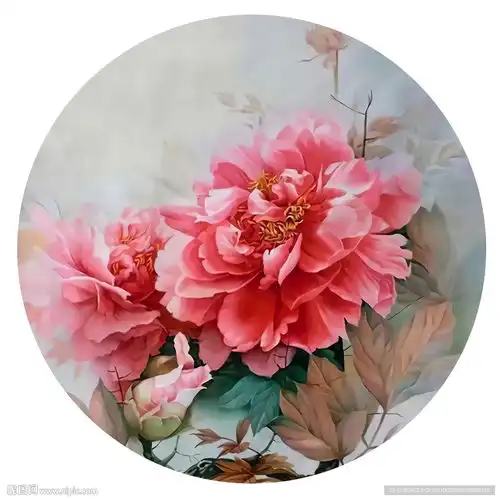 牡丹花油画设计图