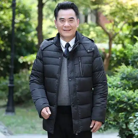 汤河之家2018爸爸外套男中年加厚棉衣男老年保暖棉袄中长款爸爸装休闲棉服男装