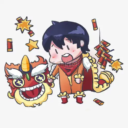 新年主题舞狮卡通人物插画素材图片免费下载千库网