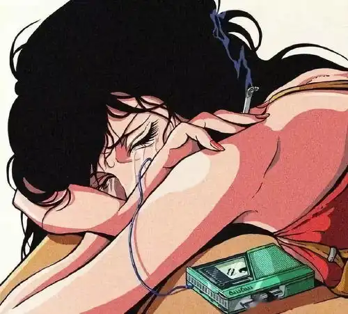 复古风女孩插画,配色超好看,可以直接拿来当头像了