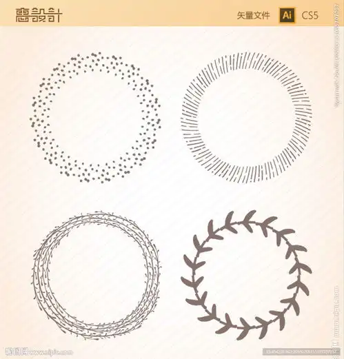 圆形花边边框对称抽象图案矢量图图片