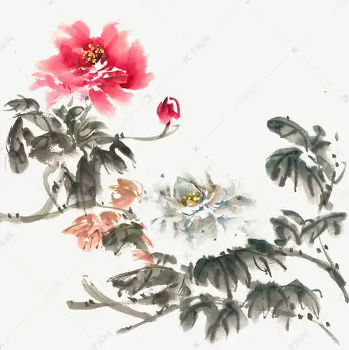 优美的牡丹花水墨画png免抠素材图片免费下载千库网