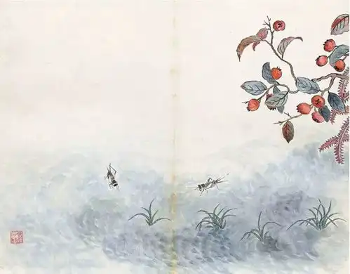 齐白石早年花鸟册老舍旧藏