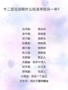 十二星座按照什么标准寻找另一半十二星座谁的声音最好听
