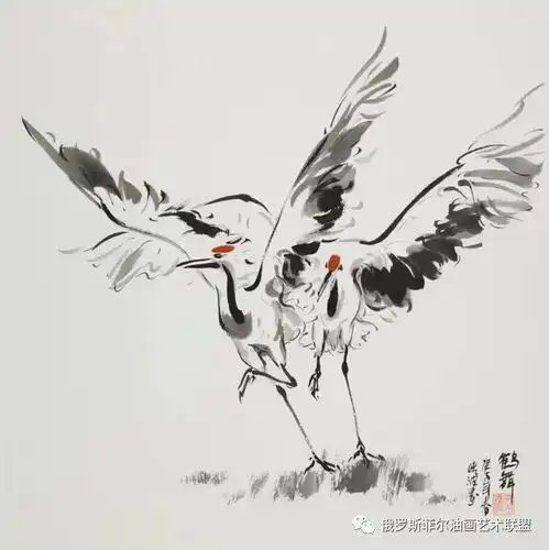 清华大学美术学院院长鲁晓波教授笔下的仙鹤作品欣赏
