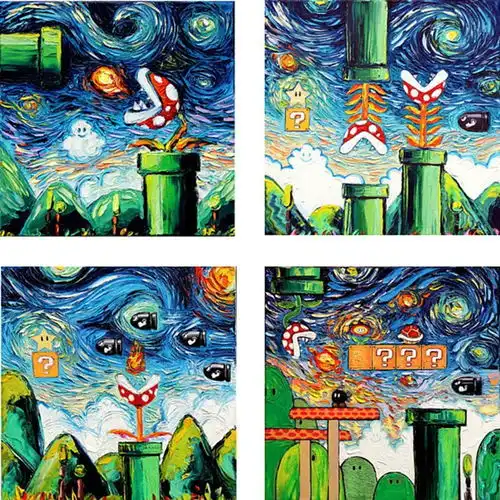 龙猫史奴比小熊维尼都跟梵谷的星空相遇了