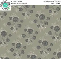 背景素材灰色背景上的圆形和枝条以及花朵构成的图案ai免费下载红动网