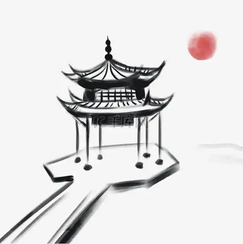 水墨中国古风江南亭子素材图片免费下载千库网