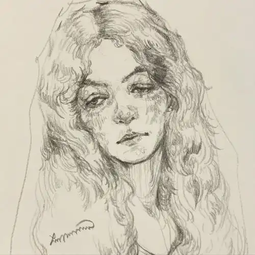 插画师有特点的铅笔素描肖像,韩国手绘艺术家saera