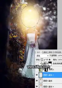 photoshop给树木边的人物加上唯美的暖色逆光