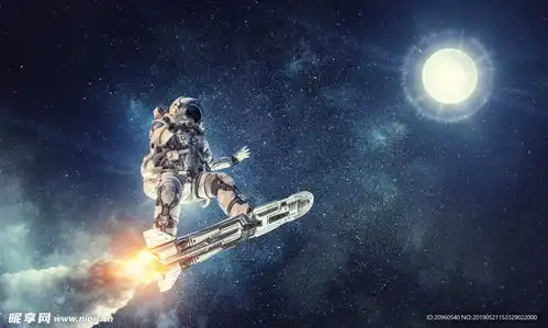 星空月球宇航员高清大图素材设计图