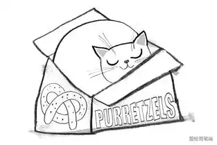 可爱小猫和盒子简笔画图片