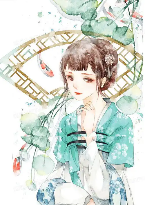 古风清纯优雅美女手绘插画png图片素材免费下载手绘png7951124像素