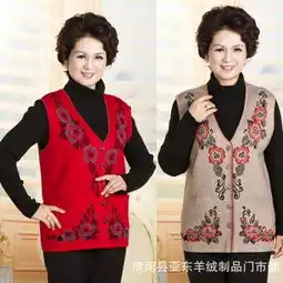 中老年女式马甲羊毛坎肩秋冬新款v领妈妈装针织羊毛背心开衫外套