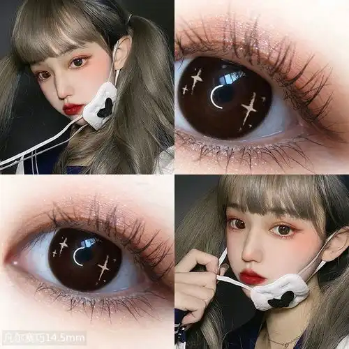 自然凡尔赛果琪黑巧美瞳年抛隐形眼镜抖音网红款14.5mm大直径可爱