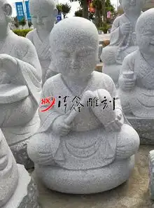 海鑫古建寺庙石雕分享一组呆萌可爱的石雕小沙弥