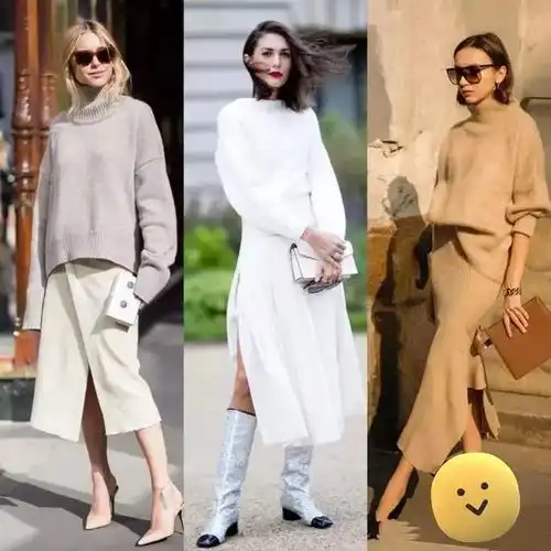 欧美风格街拍冬天的羊绒衫,超级时髦色彩丰富和谐