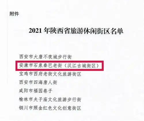 全市唯一石泉秦巴老街被命名为2021年省级旅游休闲街区