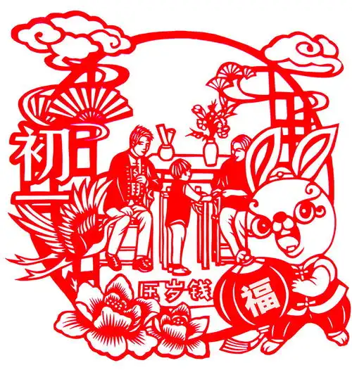 剪纸画年俗丨一入新春万事如意