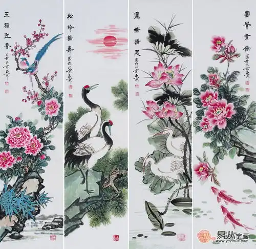 客厅挂什么画风水好,这四款国画作品画美寓意更美