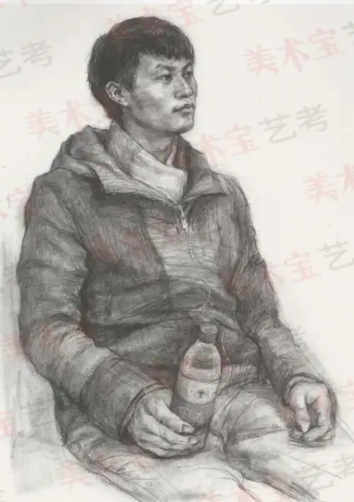 中国美术学院真题高分卷素描半身像头像篇