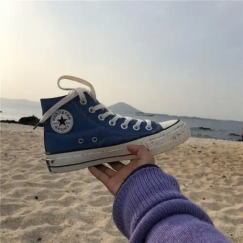 韩国街拍原宿风ins帆布鞋高帮1970s复古百搭薄荷绿男女学生板鞋潮