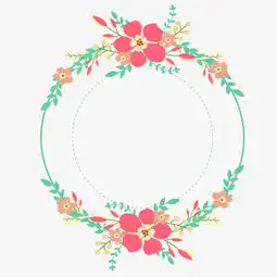 手绘红色花朵圆形装饰框图片素材其他格式下载装饰图案大全