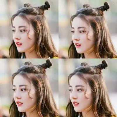 迪丽热巴和baby撞丸子头造型一个像少女,一个却很二次元