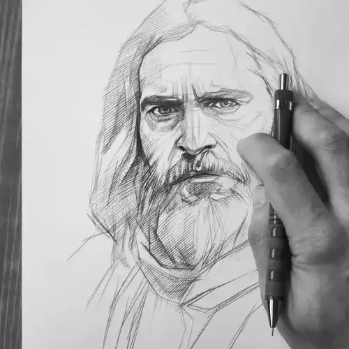 这组素描速写人物,排线整齐结构到位造型形象