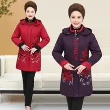 中老年女装棉服外套中长款棉袄妈妈冬装老人棉衣奶奶装