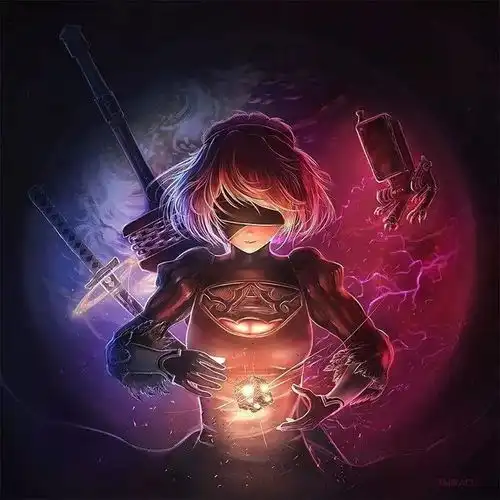 2b小姐姐杀气腾腾尼尔机械纪元同人画作
