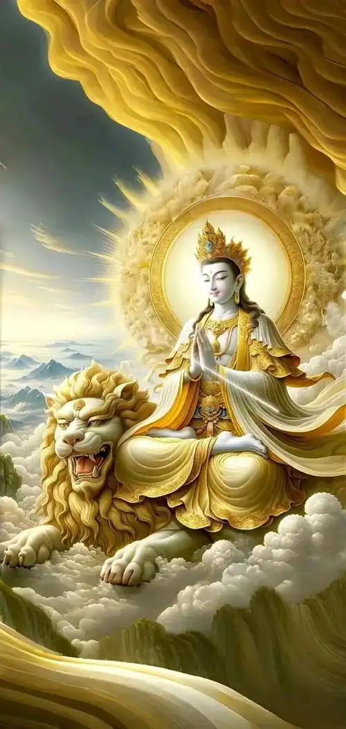佛系壁纸文殊菩萨佛光普照