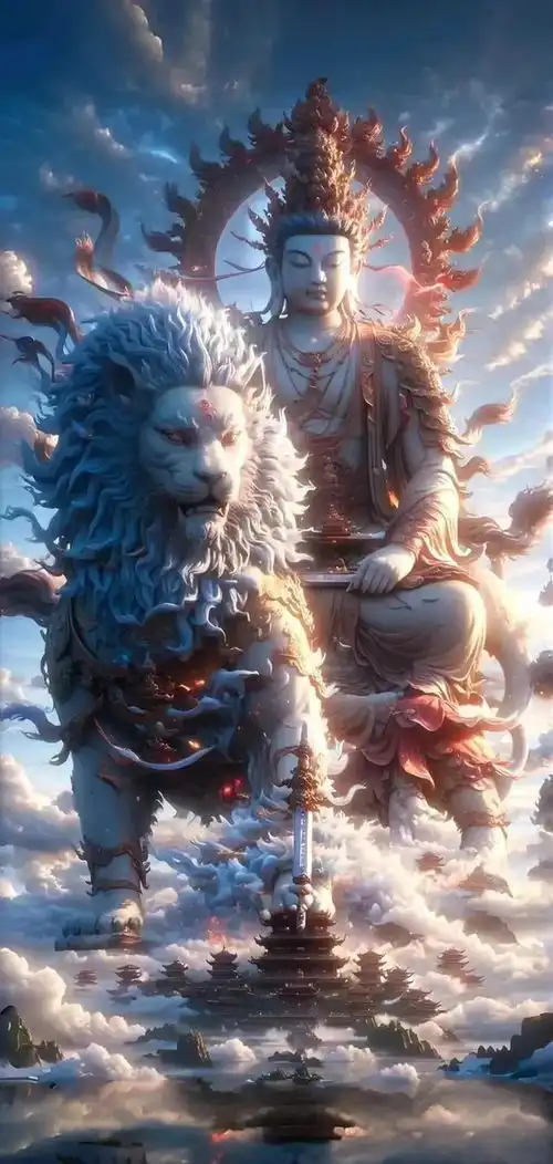 佛系壁纸文殊菩萨佛光普照