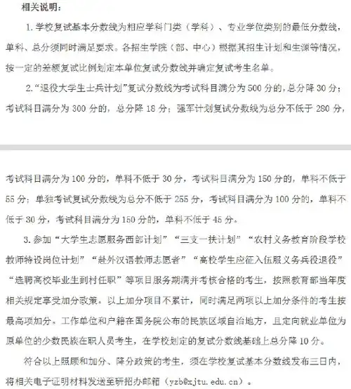 西安交通大学2022年考研复试分数线公布