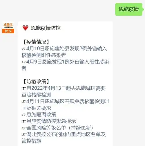 自2022年4月13日起去恩施城区需要查验核酸检测