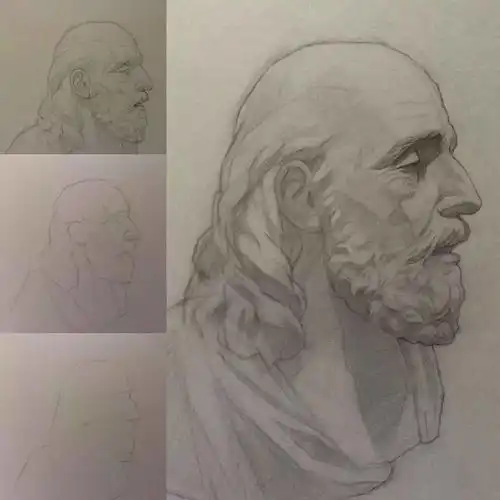 大神的素描步骤图,附视频