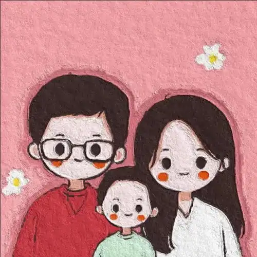 一张张可爱版全家福微信头像,油画小头像,尽显可爱