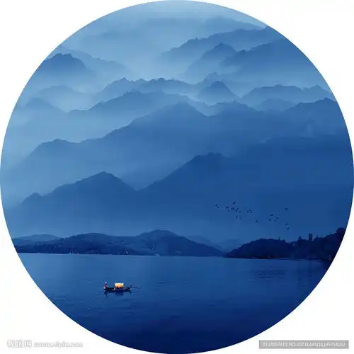 新中式水墨山水圆形装饰画设计图psd分层素材psd分层素材