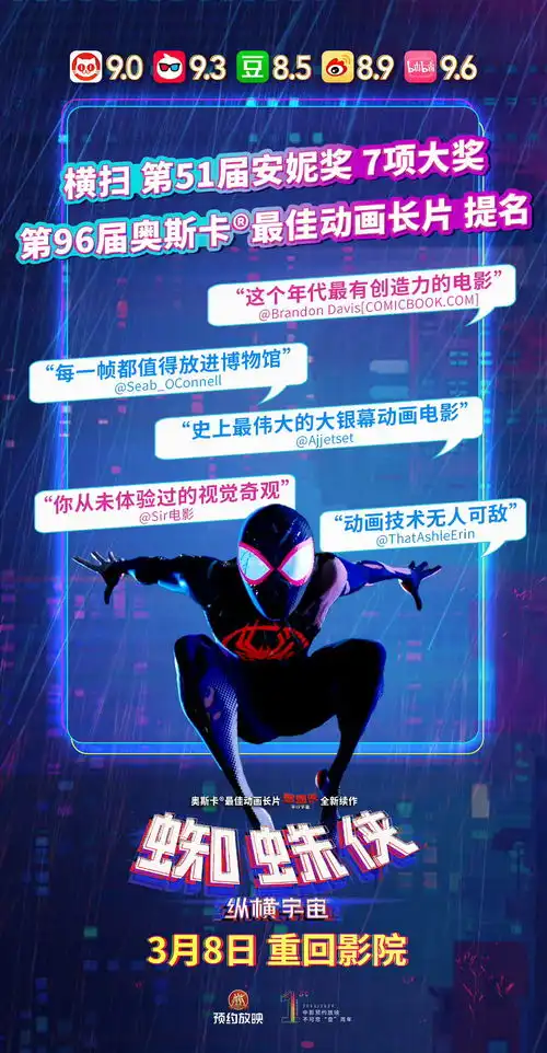 蜘蛛侠纵横宇宙重返银幕3月8日起内地重映
