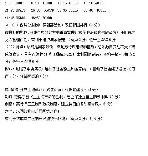 2021届河北衡水市第十四中学高二下学期历史摸底考试试题答案图片版