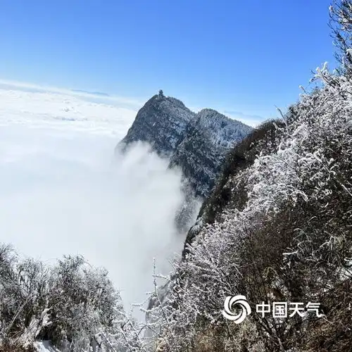四川峨眉山银装素裹云雾缭绕美成仙境